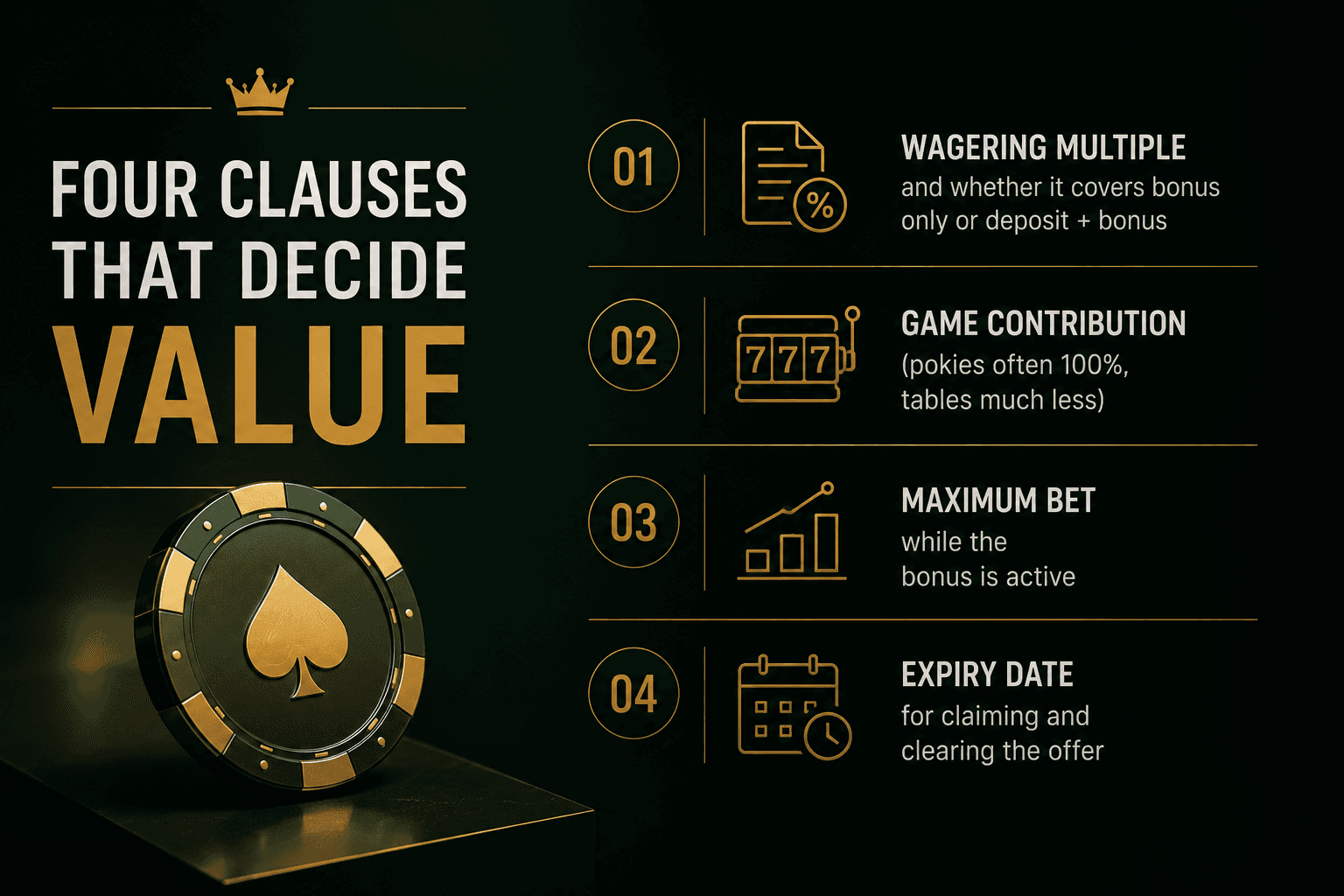 Online casino bonus terms and wagering requirements infographic
